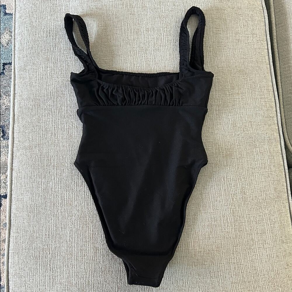 NEW Montce Zoe ruched bust high cut swimsuit in Sable black - Picture 8 of 12